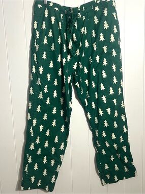 Hanna Andersson Christmas Tree Flannel Pajama Pants Green Adult XL Holiday